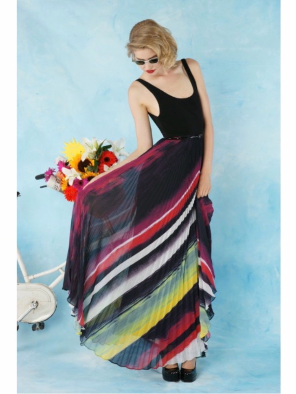 Alice + Olivia Rainbow Pleated Dress